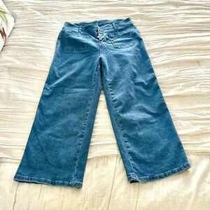 Wide-Leg Blue Denim Jeans Size 12 EUC